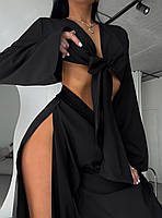 Жіночий костюм блуза та штани з розрізами, фото 4