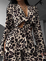 Жіночий костюм блуза та штани з розрізами, фото 3