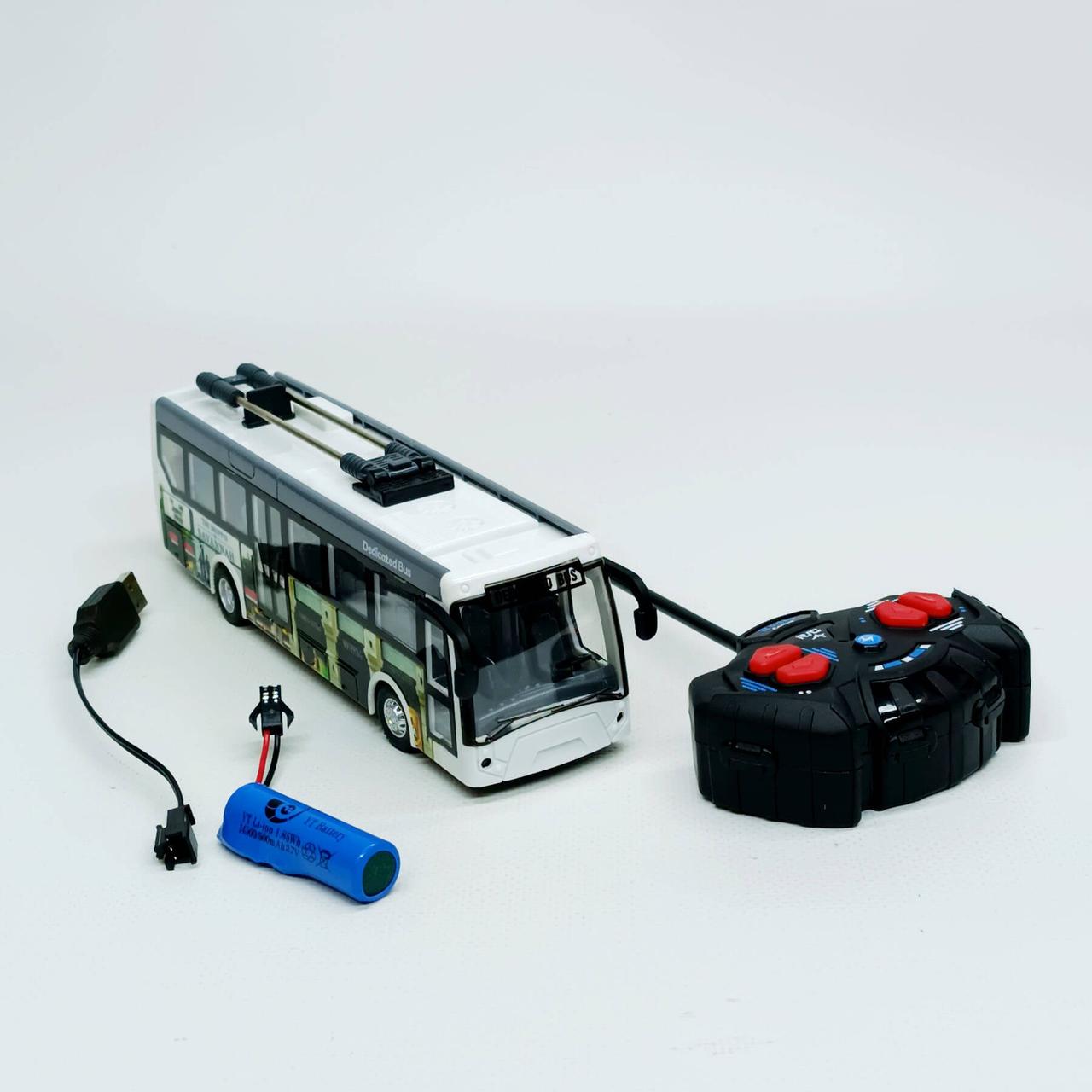 Троллейбус JC-043A 20 см — радіокерована модель з акумулятором, USB зарядкою, світлом, арт. JC-043A, фото 1