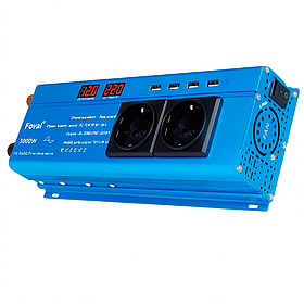Інвертор Foval чистий синус 1500w/3000w 12-220v pure sine, перетворювач напруги 12в 220в