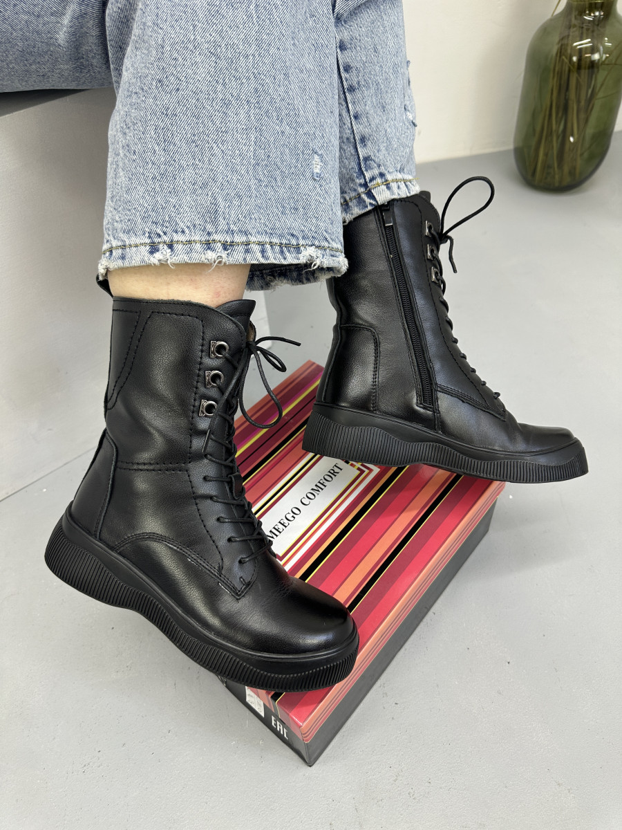 Черевики жіночі MeegoComfort F802626-BLACK чорні на шнурівці 36, фото 1