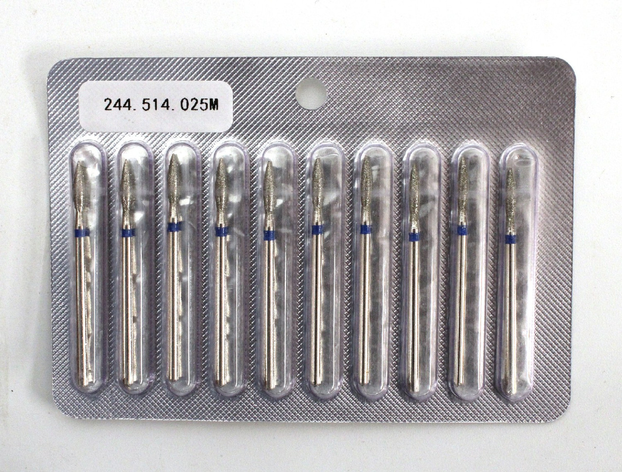 Фреза алмазна Lilly Beaute «Полум'я» 244.514.025 M, Синя, 2.5*8 мм, 10 шт/уп, фото 1