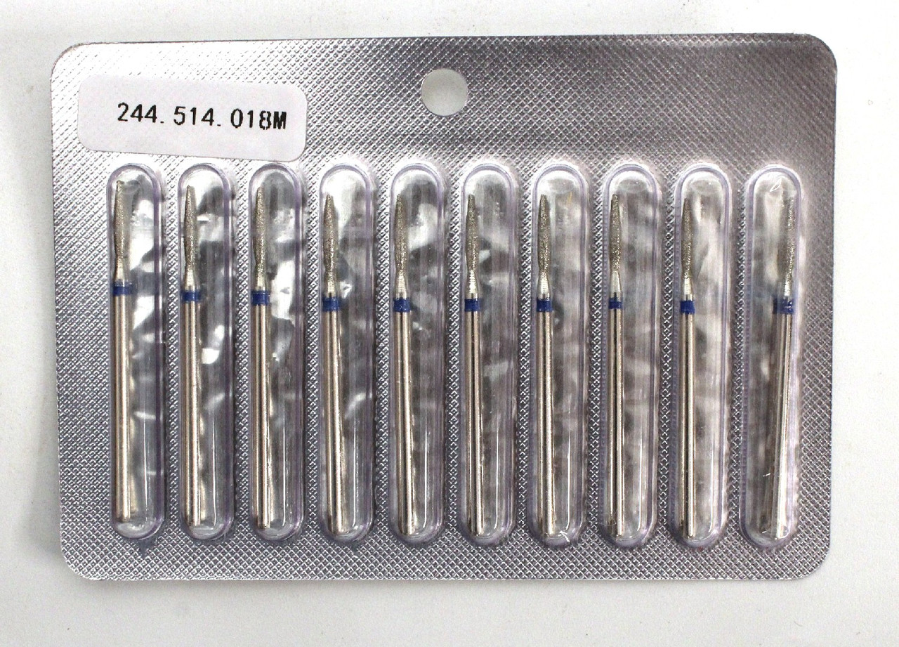 Фреза алмазна Lilly Beaute «Полум'я» 244.514.018 M, Синя, 1.8*8 мм, 10 шт/уп, фото 1