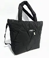 Сумка жіноча стьобана містка через плече 40*30см чорна (5-0365)