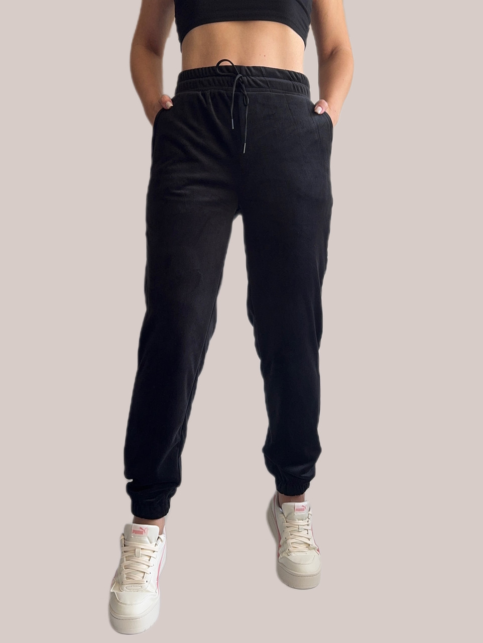 БАТАЛЬНІ, теплі велюрові штани, No 0170 чорний