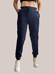 Батальні, теплі велюрові штани, № 0170 синий