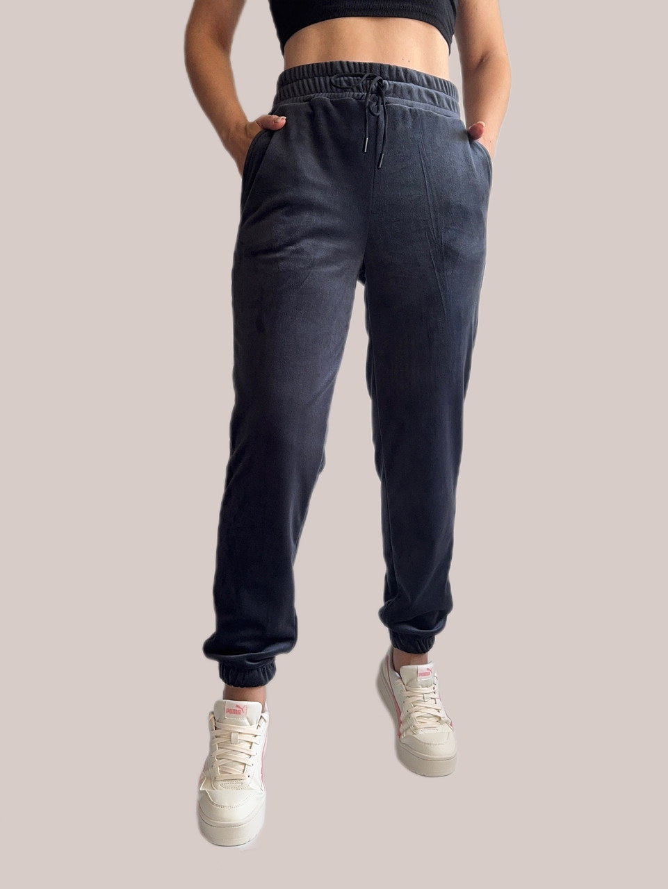 БАТАЛЬНІ, теплі велюрові штани, No 0170 сирій