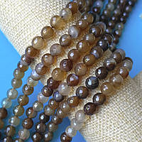 Бусини з коричневого агату 46 шт. 8 мм 37 см кулька з гранкою