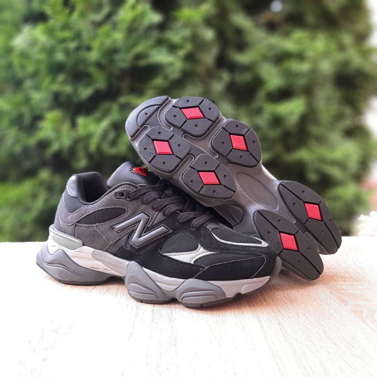 Чоловічі кросівки New Balance 9060 Black Gray чорні з сірим Нью Беланс 9060 замша сітка текстиль демісезон, фото 1