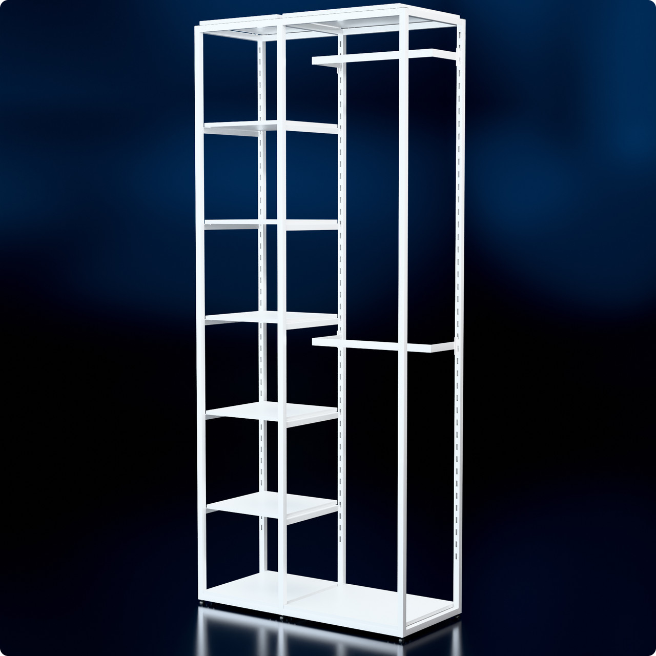 Стійка "PENELOPE ODISSEY" 2400х1080х480мм. Рейл вішало для одягу, стелаж поличний з вішалками та полицями, фото 1