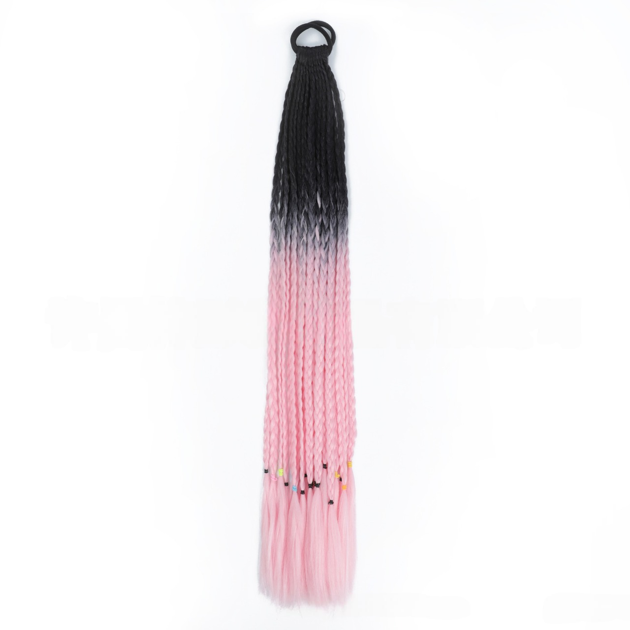 Канекалон на резинці 12шт. кіски зізі В5 чорний світлий рожевий хвіст афрокоси омбре 60см 50гр у зачіску ZiZi