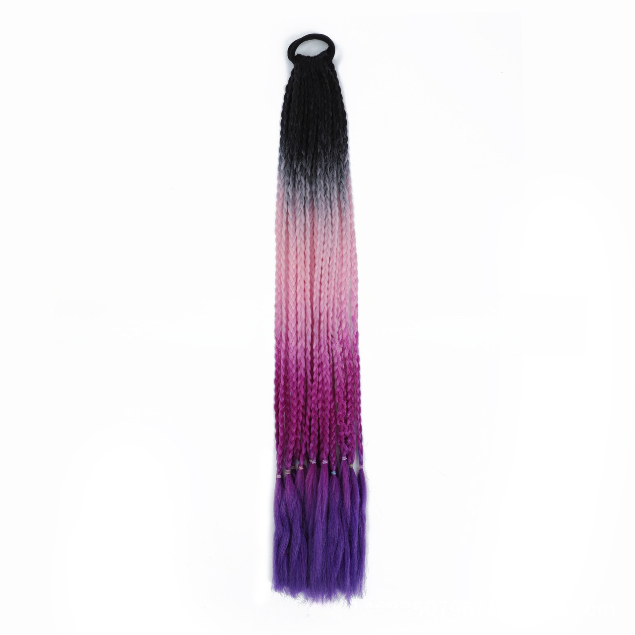 Канекалон на резинці 12шт. кіски зізі D2 чорний світло-рожевий бузковий фіолетовий хвіст афрокоси омбре 60см 50гр у зачіску ZiZi