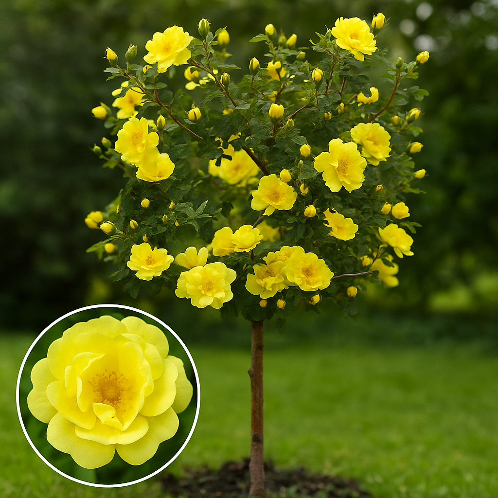 Троянда на штамбі  "Harison’s Yellow" (Харисонс Єллоу)