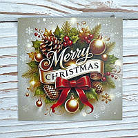 *100шт* / Бірка-листівка / 50х50мм / Друк 4-14 / Merry Christmas