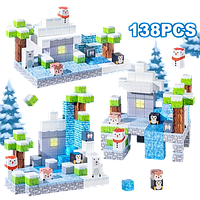 Магнітний конструктор Minecraft 138 шт кубики на магнітах дитячий Майнкрафт Зима