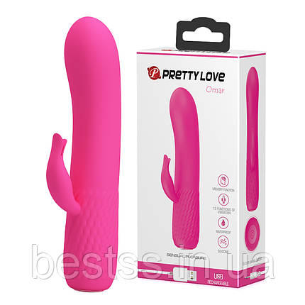 Вібратор із додатковим стимулятором клітора та 12 режимами вібрації Pretty Love Tim Vibrator Pink – для яскравих фантазій, фото 1
