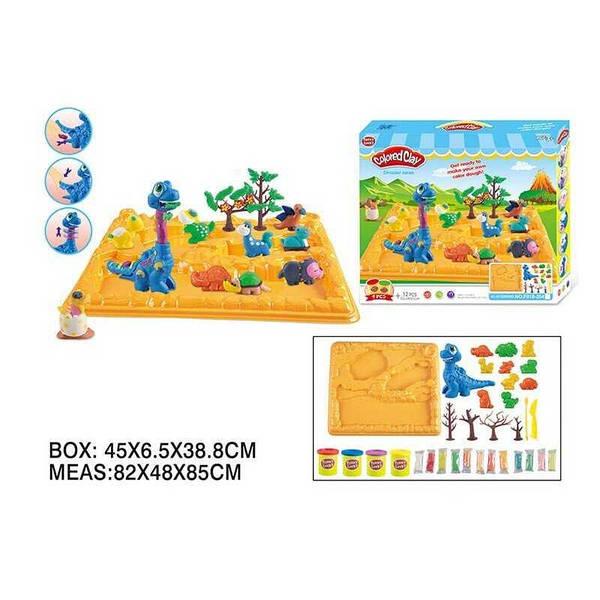 Набір тіста для ліплення Динозаврики у пустелі 4 кольори з формами Colored Clay