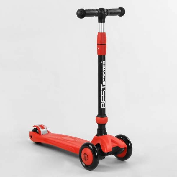 Самокат-велобіг 3в1 триколісний з підсвічуванням + батьківська ручка BS-71899 Best Scooter Червоний