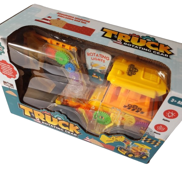 Іграшка Трактор Гідромолот із прозорим корпусом із підсвічуванням та звуком Truck Rotating Gear Жовтий