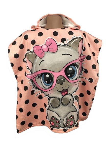 Пончо пляжне дитяче Кішечка Махра/велюр