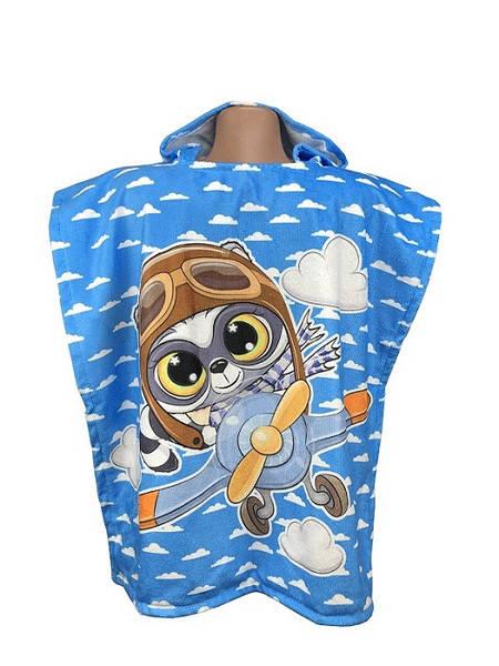 Пончо пляжне дитяче Єнот хлопчик Махра/велюр