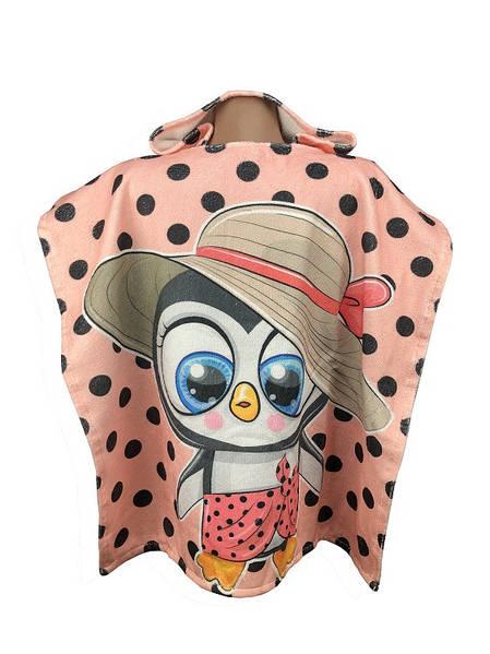 Пончо пляжне дитяче Пінгвін Махра/велюр