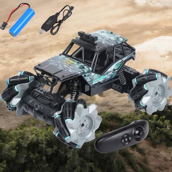 Джип перевертень радіокерований 4WD з Toy car 3855 Чорний із зеленим