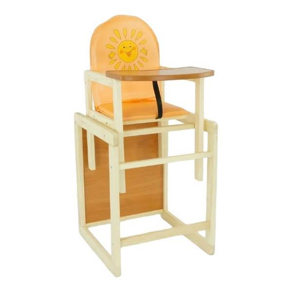 Стільчик-трансформер для годування Сонечко шкірзам 2в1 №2042 ТМ "Мася" Помаранчевий