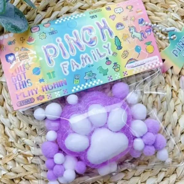 Сквіш таба лапка антистрес 6см Фіолетова з білим