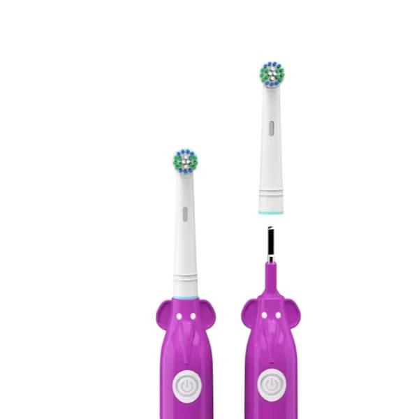 Зубна щітка дитяча електрична Слонік HL188K Фіолетова з принтом