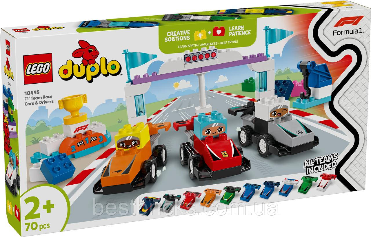 Конструктор Lego Duplo Автомобілі для перегонів і пілоти команд Формули-1 10445, фото 1