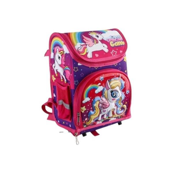 Рюкзак шкільний каркасний з ортопедичною спинкою на 1 відділення Єдиноріг 34*35*34см С 43559 Рожевий