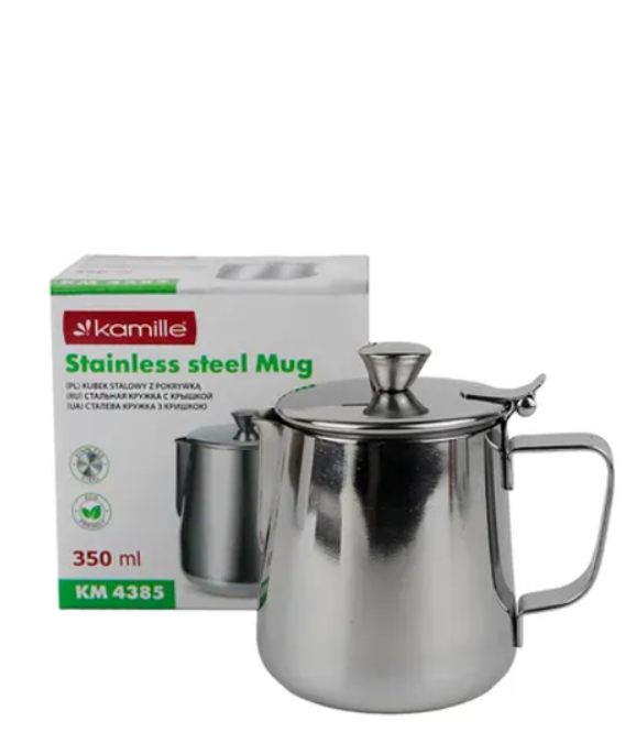 Молочник із кришкою 350 мл Kamille із нержавіючої сталі, фото 1