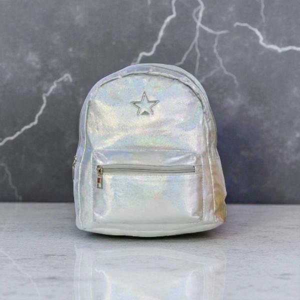 Рюкзак дитячий блискучий на 1 відділення 25*16*29см С 32087 Срібло