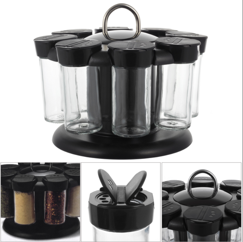 Набір ємностей для спецій Kamille 8 шт на круглій підставці, фото 1