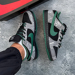 Чоловічі кросівки Nike SB Dunk Low There Skateboards Найк Данк СБ чорно-сірі з зеленим весна-осінь круті молодіжні кроси