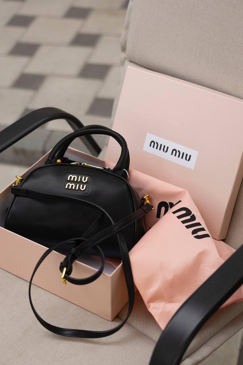 Жіноча стильна сумка Miu Miu (чорна) повсякденна шкіряна крос-боді art0463 vkross, фото 1