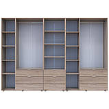 Шафа для одягу Гелар Дуб Сонома 3+3ДСП з пеналом 292.4х49.5х203.4. Шафа для одягу дводверна, фото 3