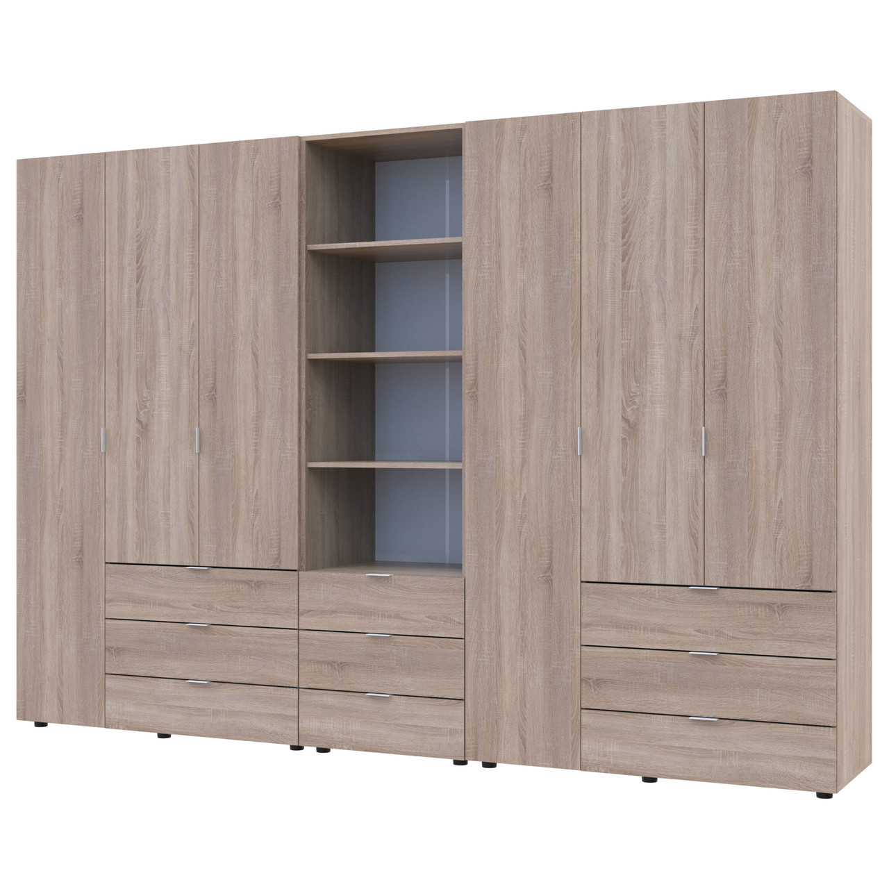 Шафа для одягу Гелар Дуб Сонома 3+3ДСП з пеналом 292.4х49.5х203.4. Шафа для одягу дводверна, фото 1