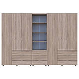 Шафа для одягу Гелар Дуб Сонома 3+3ДСП з пеналом 292.4х49.5х203.4. Шафа для одягу дводверна, фото 5