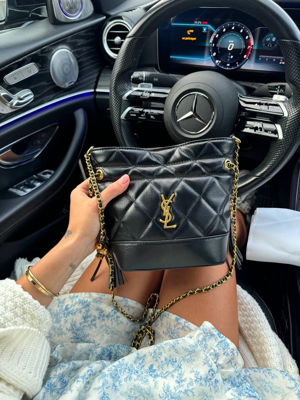 Жіноча стильна сумка Saint Laurent Bag Black (чорна) повсякденна крос-боді з довгим ланцюжком 43046 vkross, фото 1