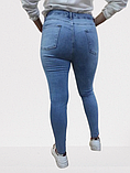 Джинси жіночі завужені стрази по нозі стрейч скіні 46 блакитні, фото 3