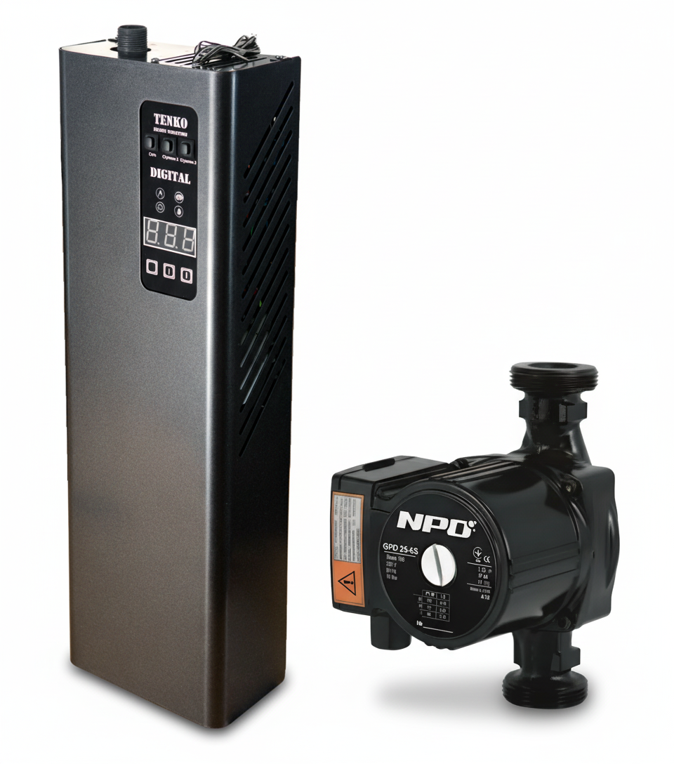 Електрокотел TENKO Digital 7.5 кВт (230/400В) + Насос NPO: Потужний комплект для опалення до 90 м², фото 1