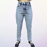 Джинси жіночі МОМ без стрейчу світлі високі котон 46 блакитні, фото 4