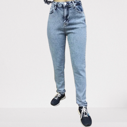 Джинси жіночі МОМ без стрейчу світлі високі котон 46 блакитні, фото 1