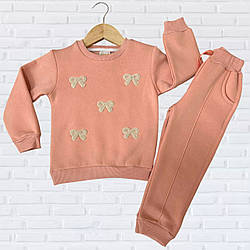 Дитячий теплий костюм з бантиками дівчинки "Туреччина" Розміри: 3,4,5,6 років (38256)
