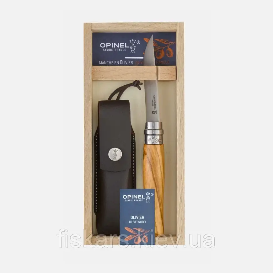 Ніж з чохлом Opinel Luxury No.08 VRI Olive Gift Box (001004), фото 1