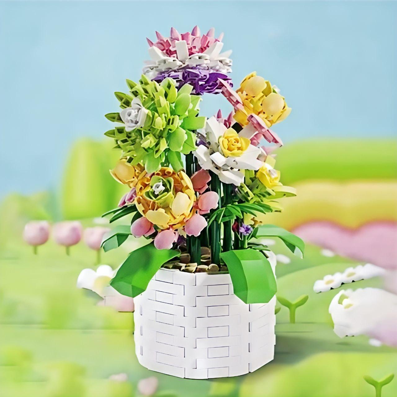 Конструктор квітка в горщику Сукуленти 34см, конструктори 3D квіти, фото 1