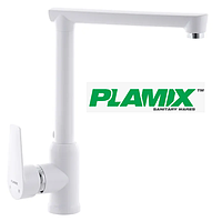 Пластиковий змішувач для кухні білий одноважільний білого кольору пластмасовий кран для мийки marwhite