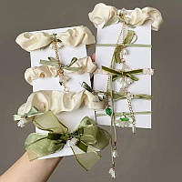 Резинки для волосся 9 шт, набір резинок, прикрашені стрічками, намистинами та підвісками